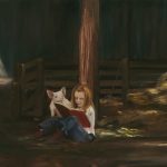 Charlotte reading, oil on canvas